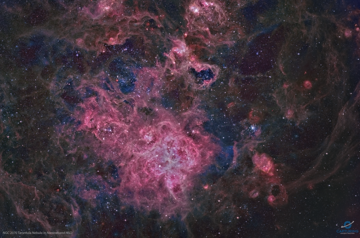 NGC 2070 Tarantula Nebula in Narrowband HSO Focal World