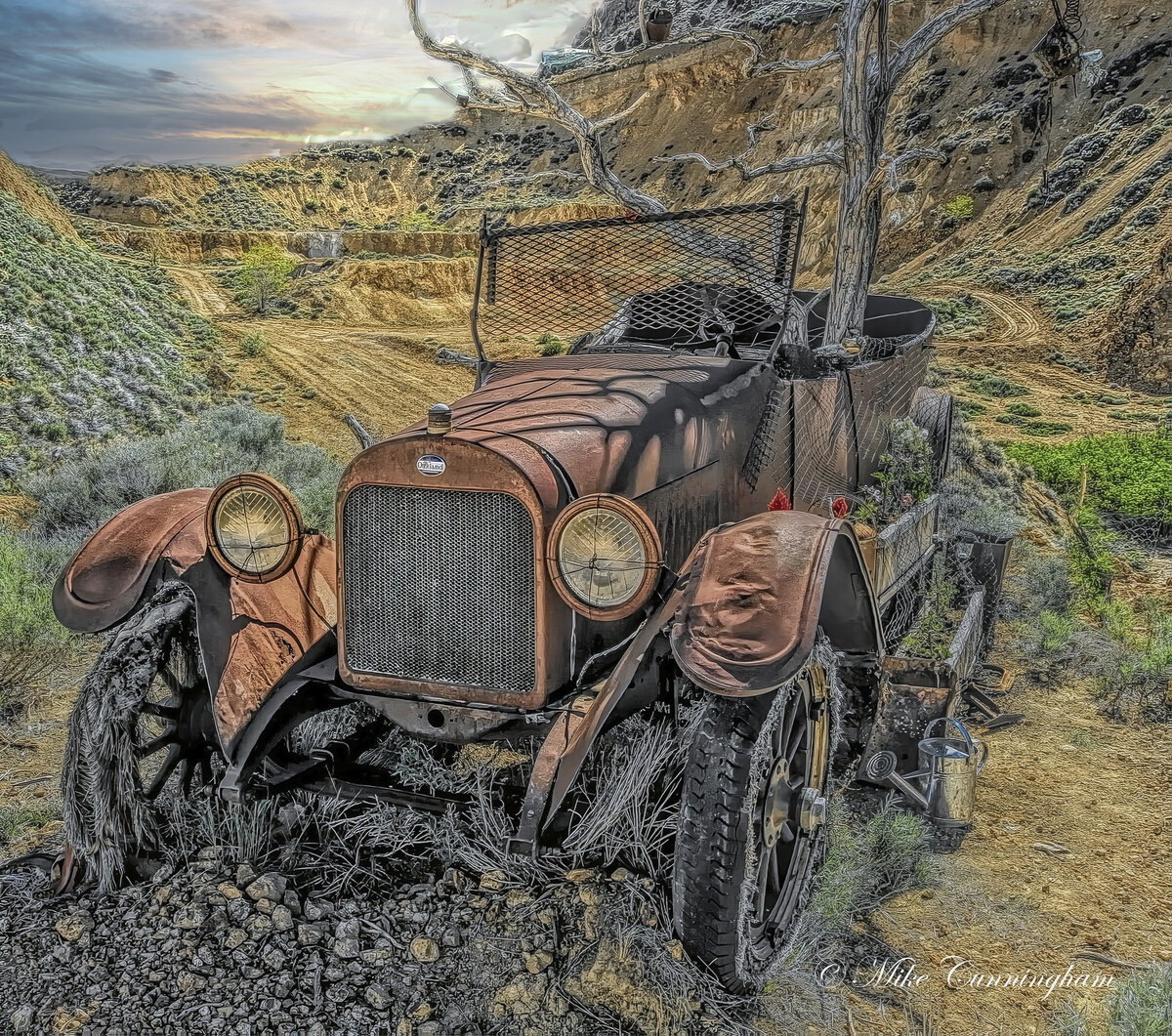 1920's Oakland Auto Planter, Sitting in Virginia City, Nevada..jpg