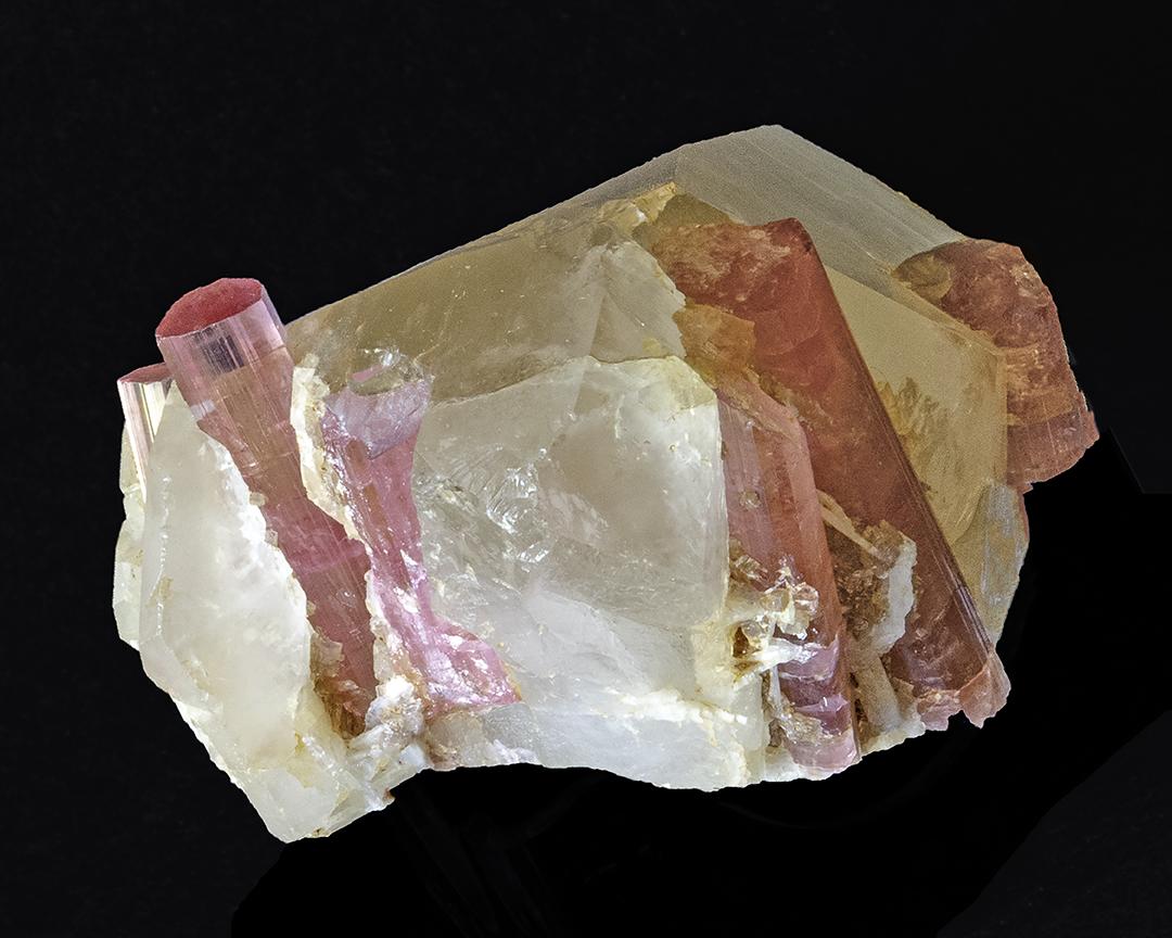 Quartz with pink tourmaline (Rubelite) from the mine in Pala, CA-Edit.jpg