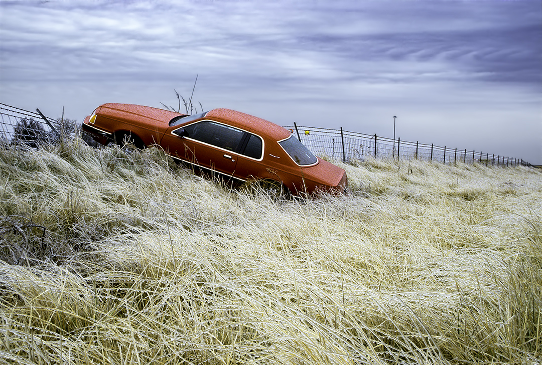 Thunderbird in ditch after sliding off of Route 66 during an icing storm.jpg